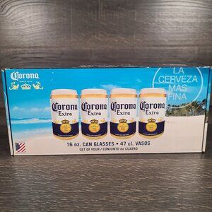 Set Of 4 16 Oz Corona Extra Can Glasses Beer Glasses